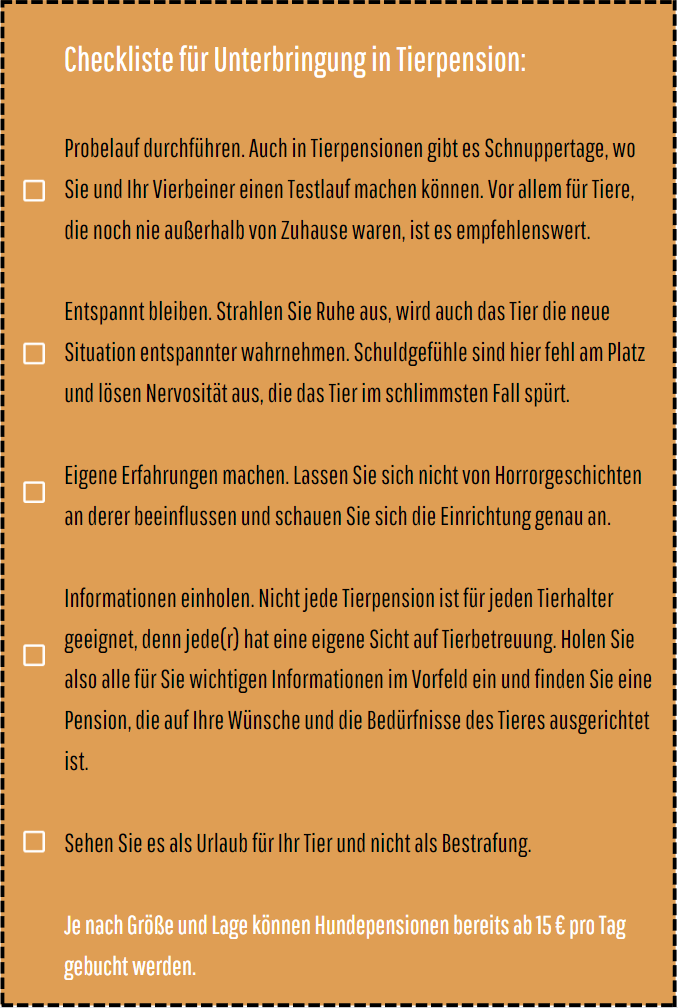 ZUHAUSE AUF ZEIT FÜR IHREN VIERBEINER: Checkliste