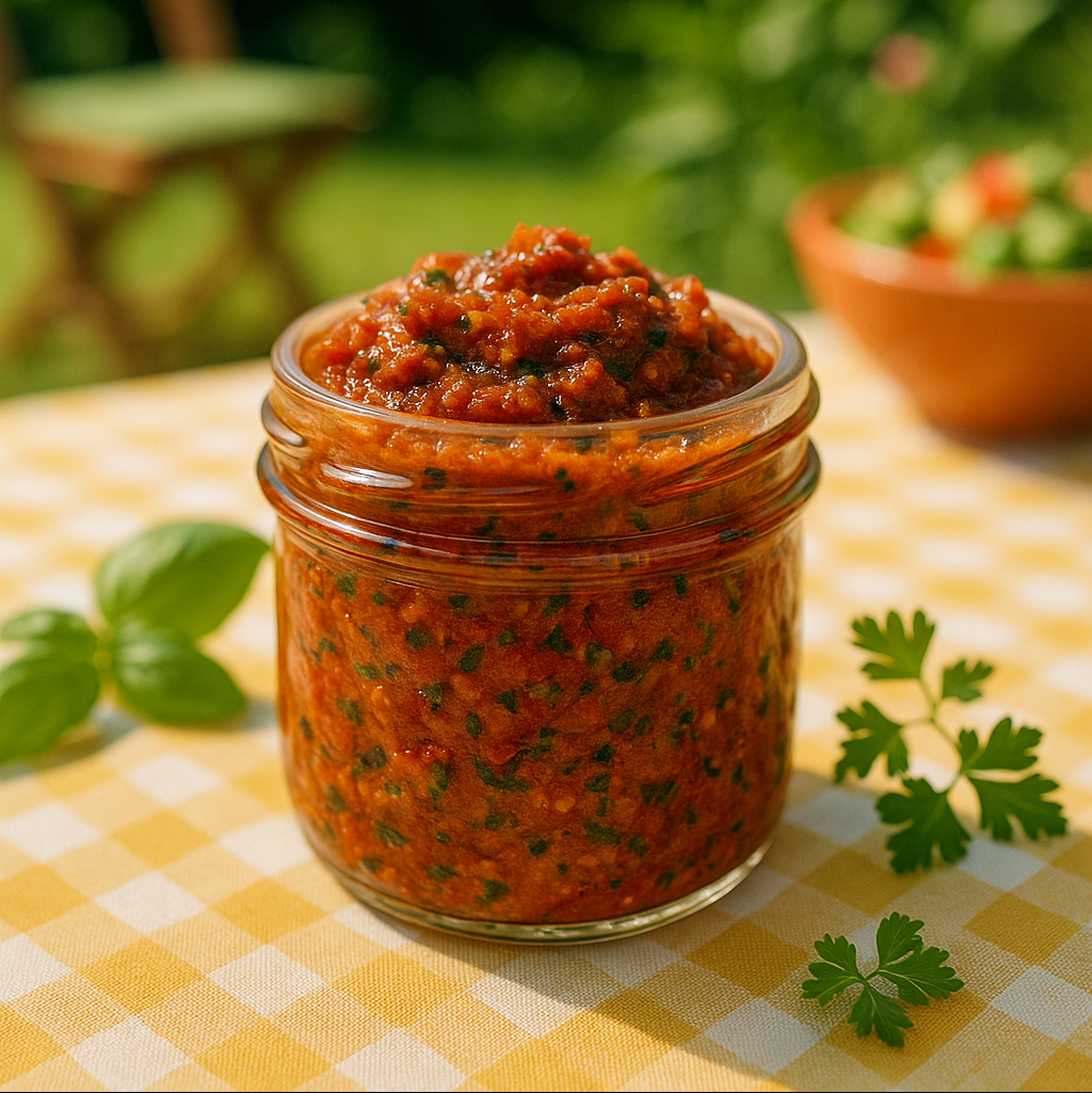 Gewürzpasten Rezepte für den Sommer: Mediterrane Tomaten-Kräuter-Paste