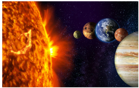 Sonne ist rund 150 Millionen Kilometer von der Erde entfernt